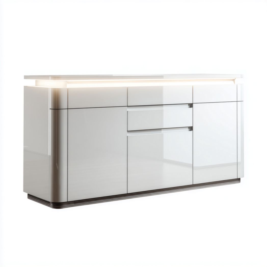 Enfilade moderne laquée blanche avec éclairage LED intégré-Darranfurniture