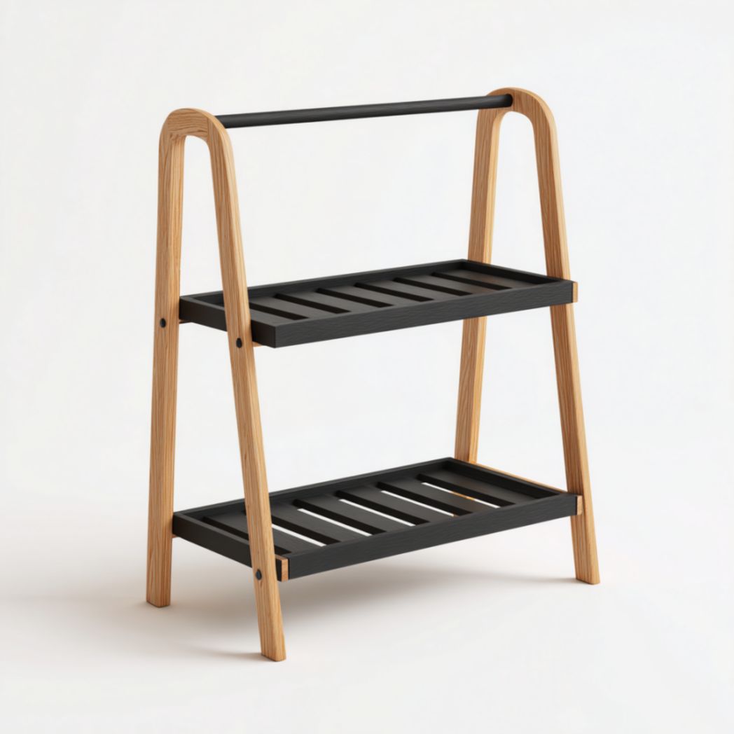 Étagère en bambou et métal à 2 niveaux-Darranfurniture