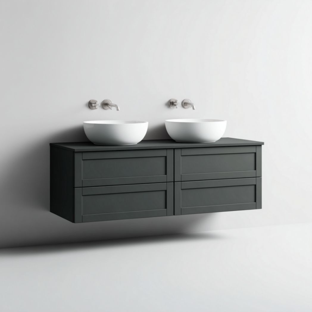 Meuble de salle de bain suspendu avec deux lavabos en céramique-Darranfurniture