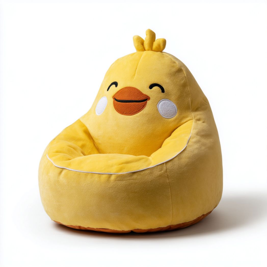 Pouf poire pour enfant en forme de poussin jaune-Izpkafurniture
