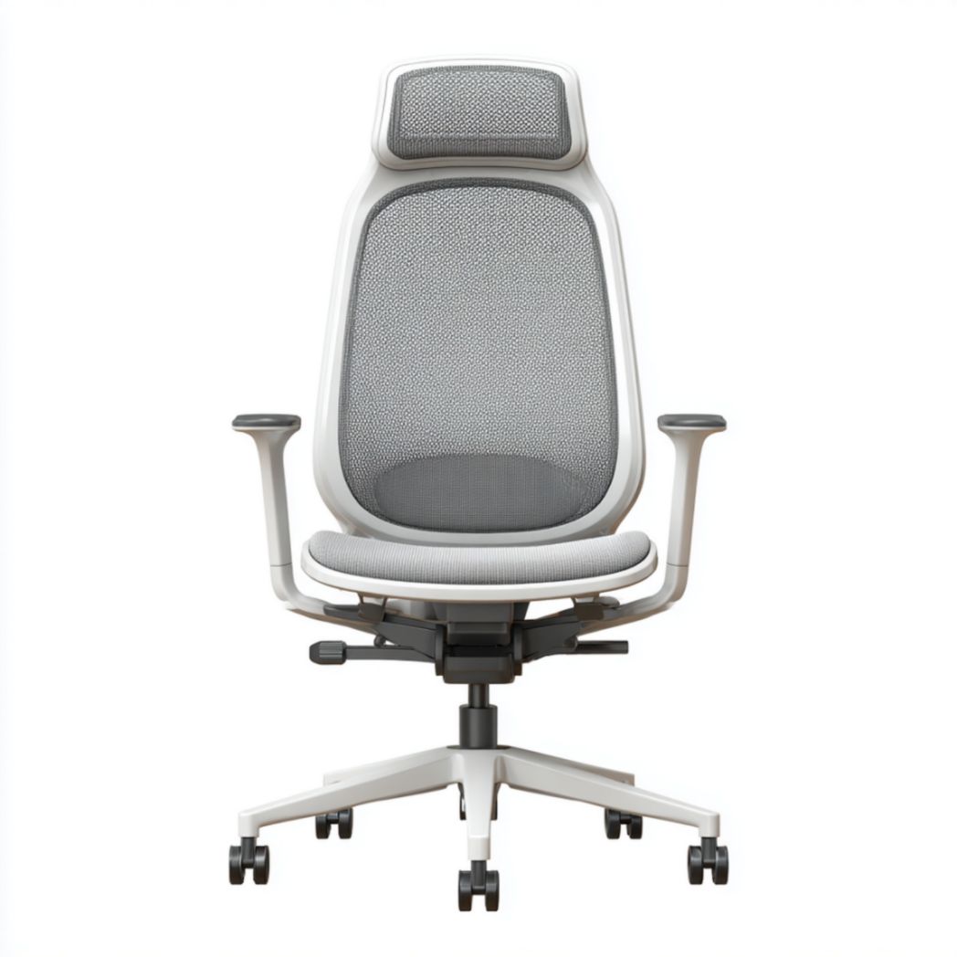 Fauteuil de bureau haut de gamme en maille grise avec appui-tête intégré-Izpkafurniture