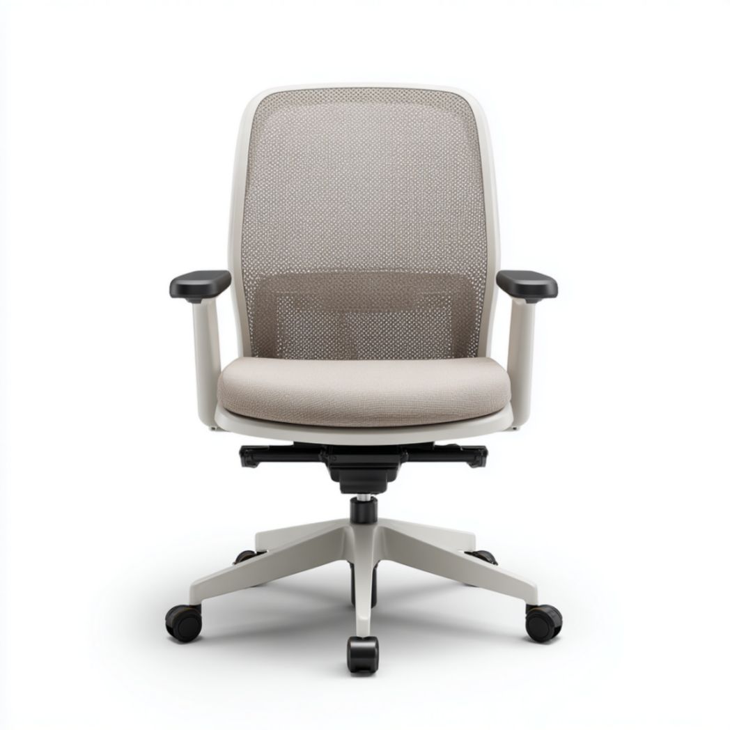 Fauteuil de bureau pivotant en maille respirante grise avec base robuste à 5 branches-Izpkafurniture