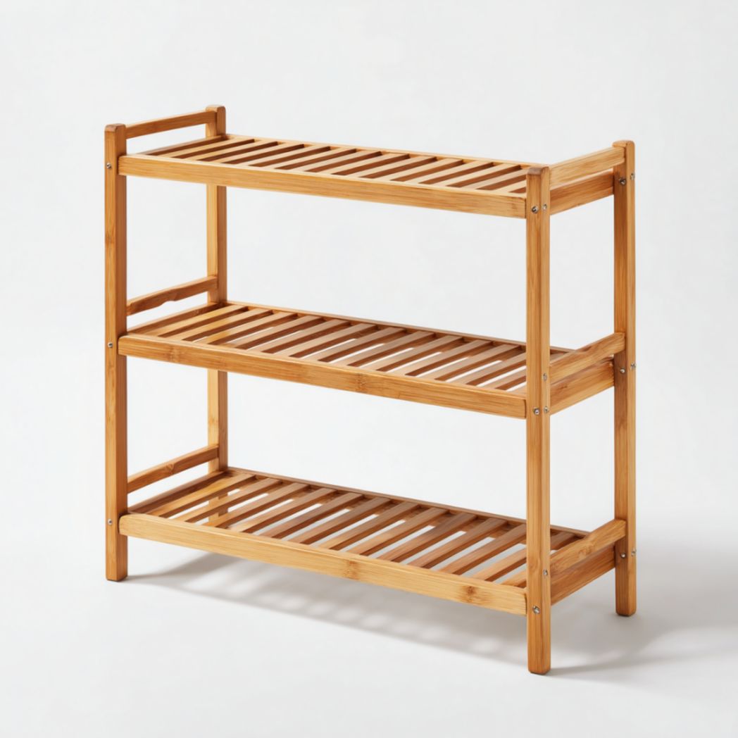 Étagère en bambou à 3 niveaux-Izpkafurniture