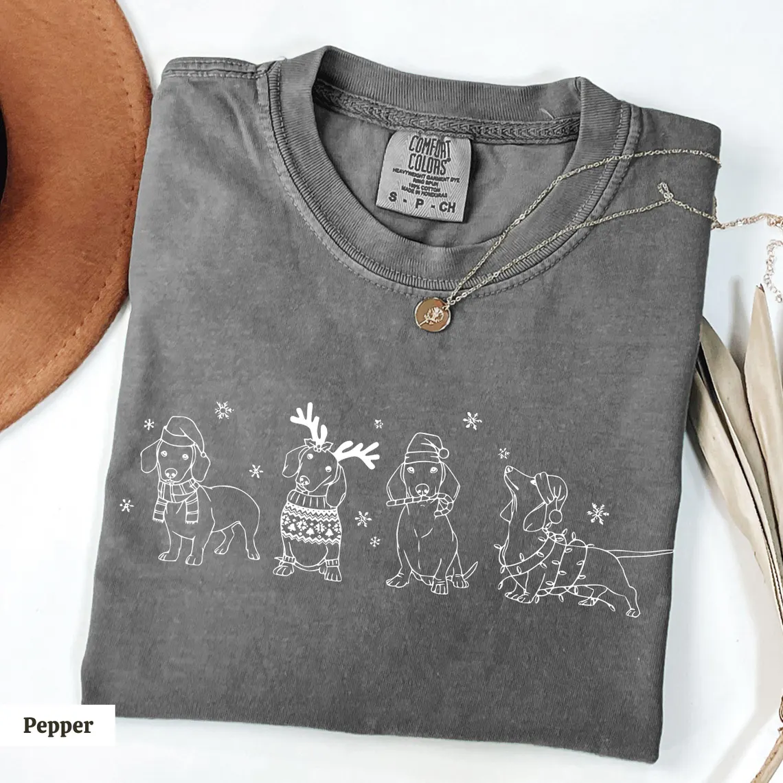 Comfort Color Dachshund Christmas T-shirt