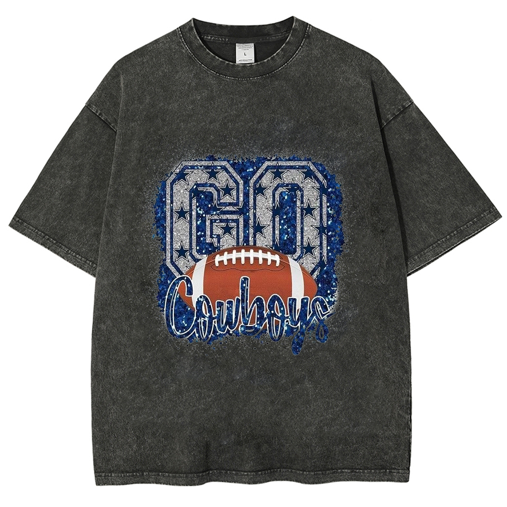 Unisex Cotton Washed Cowboys Football T-shirt