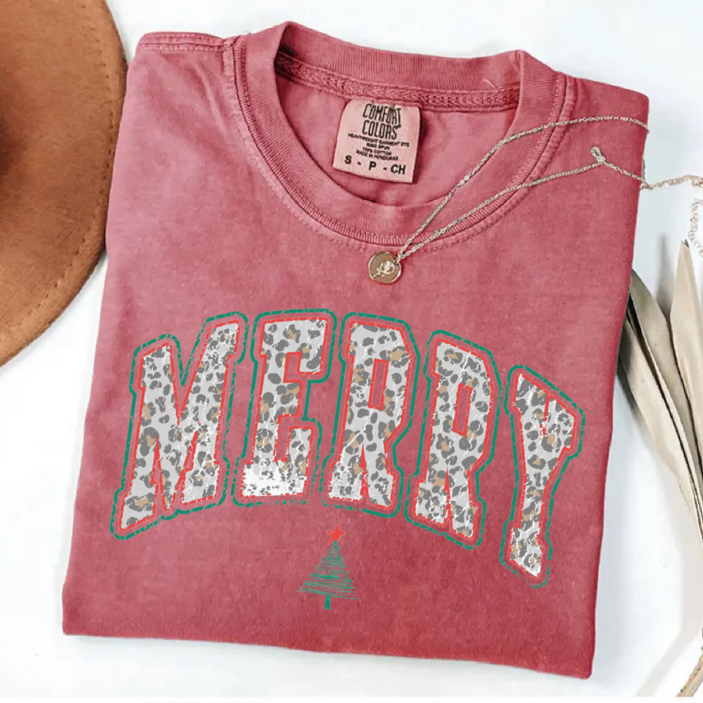 Retro Leopard Merry Christmas T-shirt