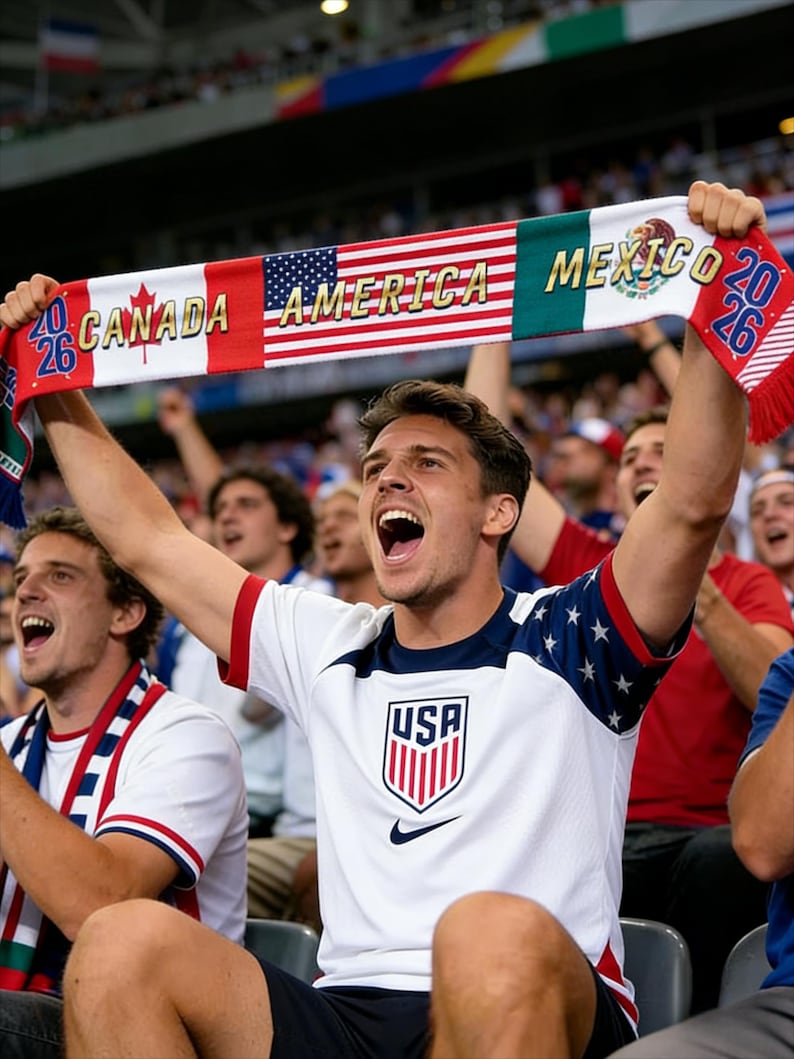 World Cup 2026  Soccer Scarf Double Sided Knit National Team Sports Fan Supporter Scarf