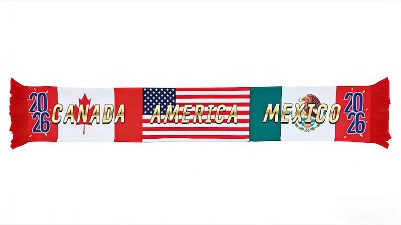 World Cup 2026  Soccer Scarf Double Sided Knit National Team Sports Fan Supporter Scarf