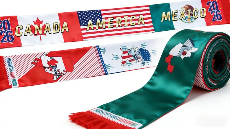 World Cup 2026  Soccer Scarf Double Sided Knit National Team Sports Fan Supporter Scarf