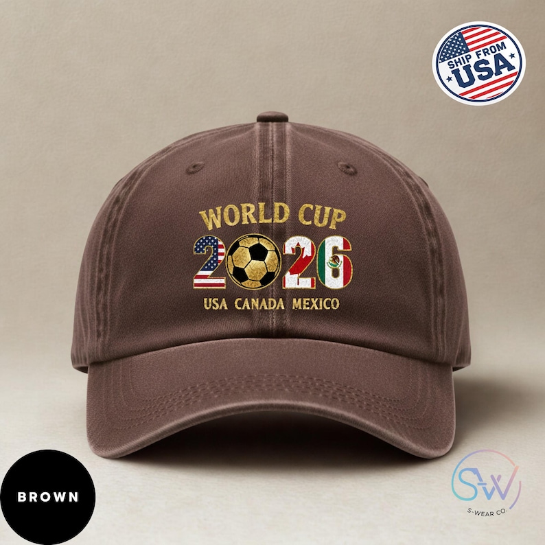 2026 World Cup Hat with Custom Graphics, Vintage Style Adjustable Cotton Cap, Soccer Fan Dad Hat, USA Canada Mexico (Personalized Print)