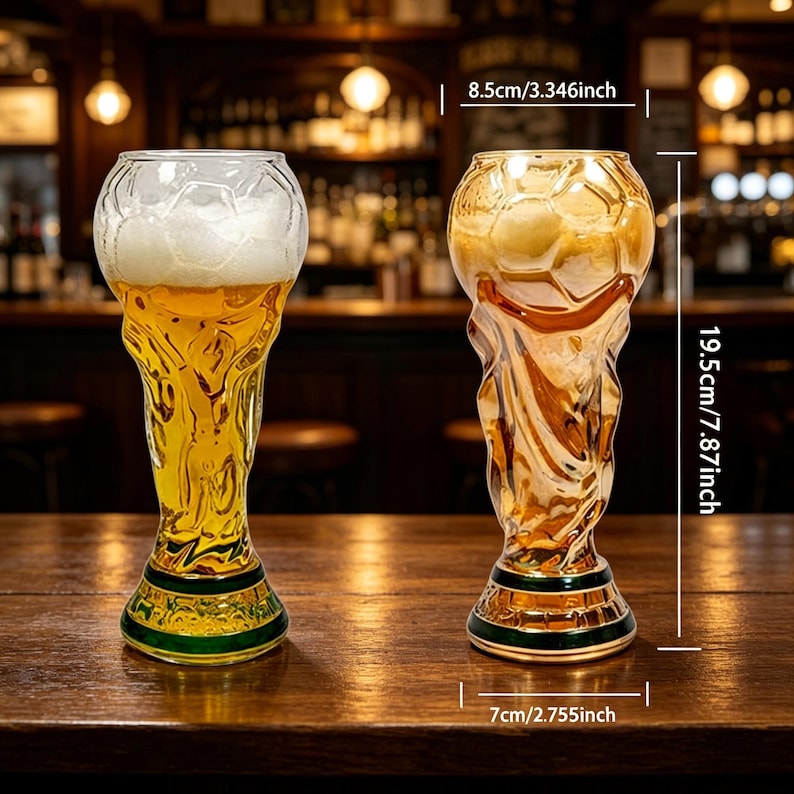 World Cup Trophy Beer Glass,Football Fan Barware, Sports Bar Collectible Mug