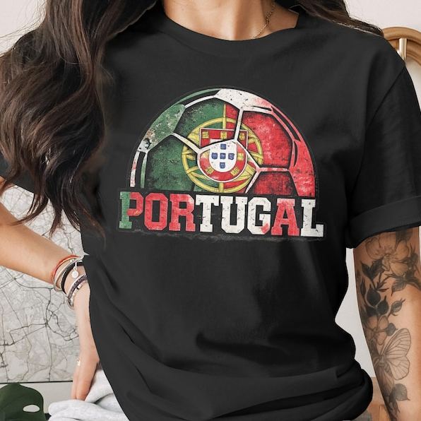 Portugal Soccer Ball T Shirt, Comfort Colors Tee, Football Fan Gift, Portuguese Pride Shirt, World Cup Supporter Apparel, Vintage Style