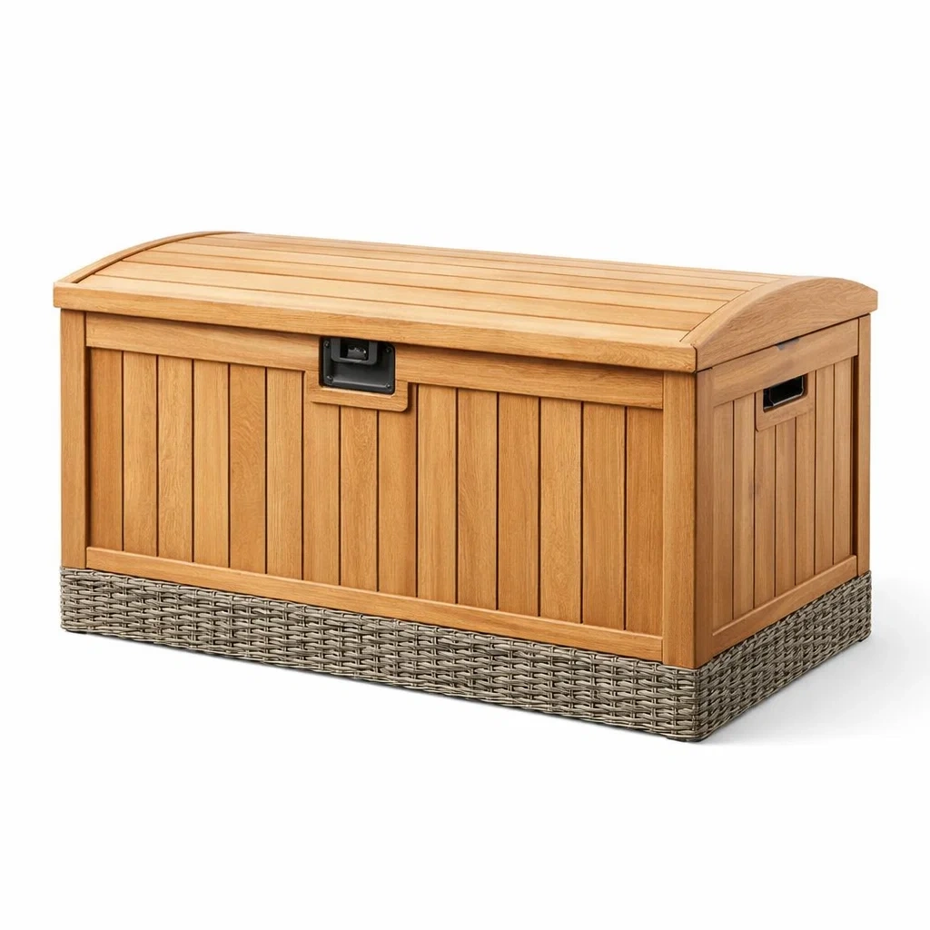 Contenitore da Esterno in Legno e Rattan-COZYSERENITYHOME