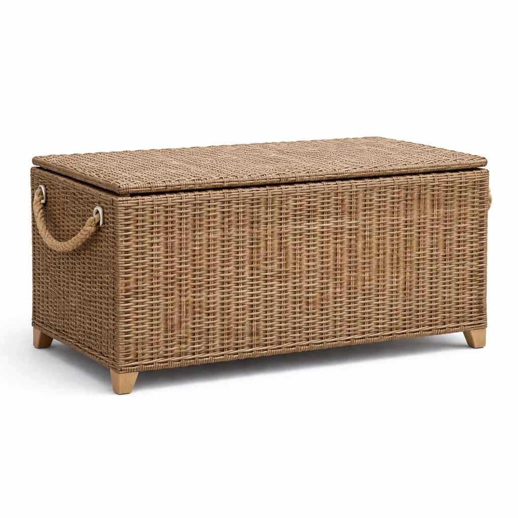 Contenitore Rettangolare in Rattan Sintetico con Manici Laterali-COZYSERENITYHOME