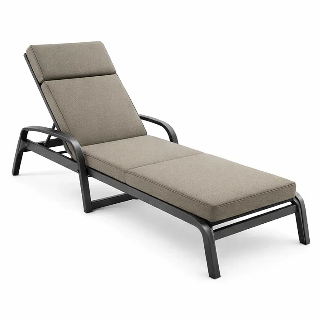 Lettino Chaise Longue in Alluminio e Tessuto Poliestere Grigio-COZYSERENITYHOME