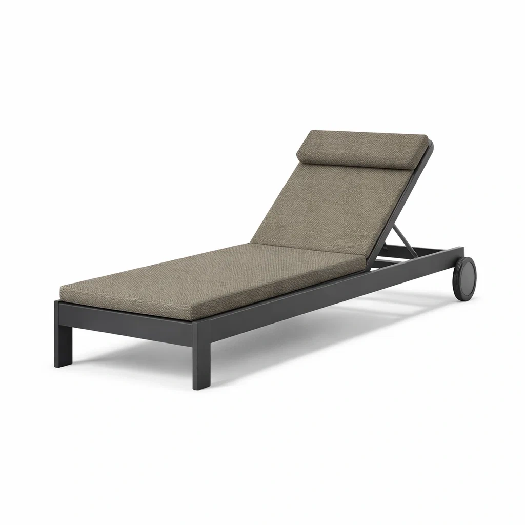 Lettino Reclinabile in Alluminio con Cuscino in Tessuto Grigio-COZYSERENITYHOME