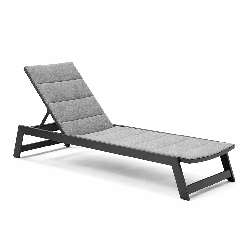 Lettino in Alluminio con Cuscino in Poliestere Grigio-COZYSERENITYHOME