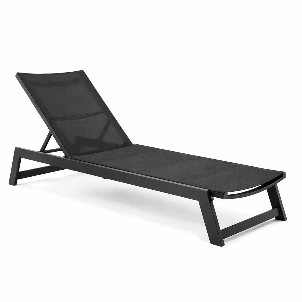 Lettino da Giardino in Alluminio e Textilene Nero 200x65x30 cm-COZYSERENITYHOME