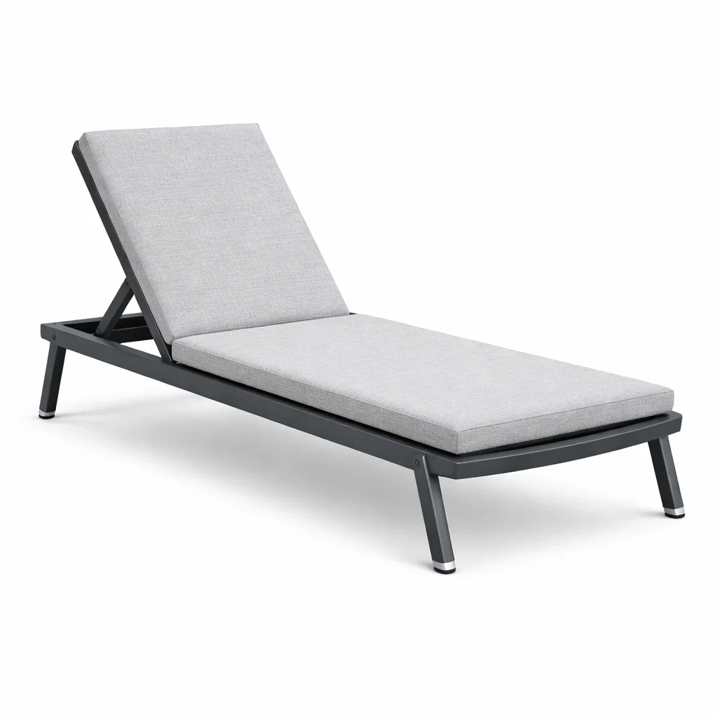 Lettino in Metallo con Cuscino Grigio-COZYSERENITYHOME