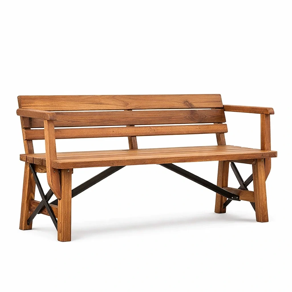 Panchina da Giardino in Legno di Acacia e Metallo-COZYSERENITYHOME