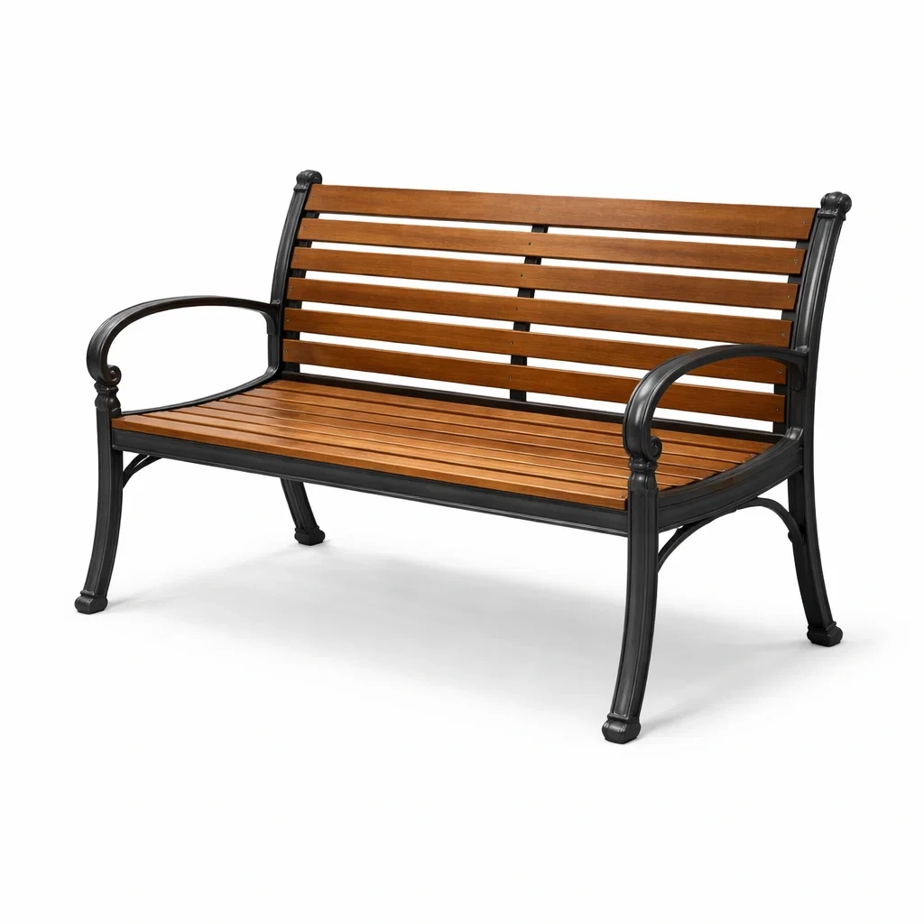 Panchina da Giardino in Legno di Acacia e Ferro Verniciato-COZYSERENITYHOME