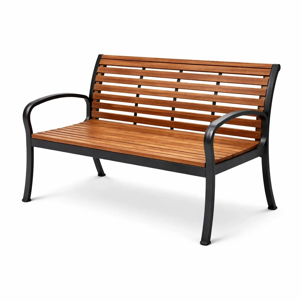 Panchina da Esterno in Legno con Struttura in Metallo-COZYSERENITYHOME