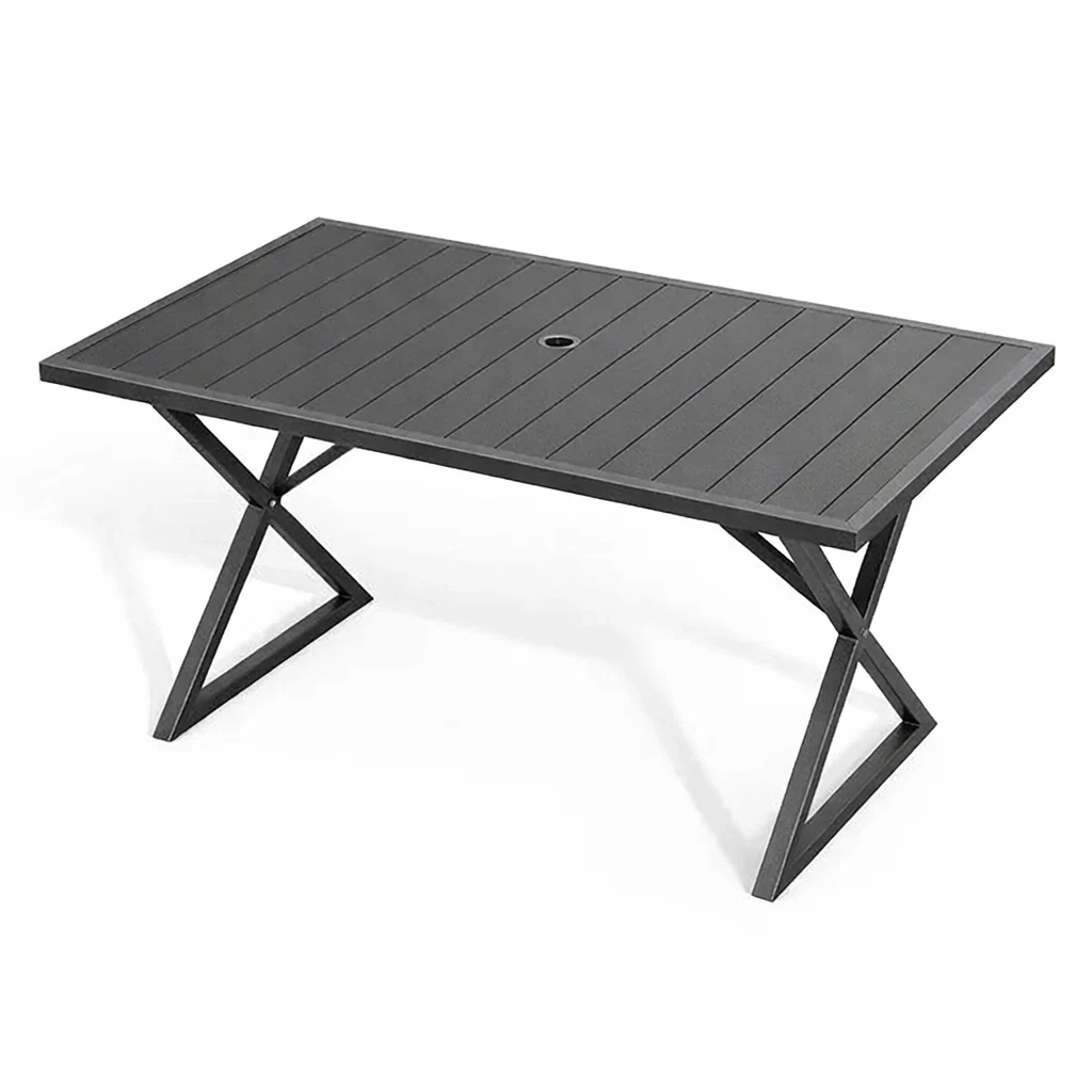 Tavolo Rettangolare da Giardino in Metallo Grigio-COZYSERENITYHOME