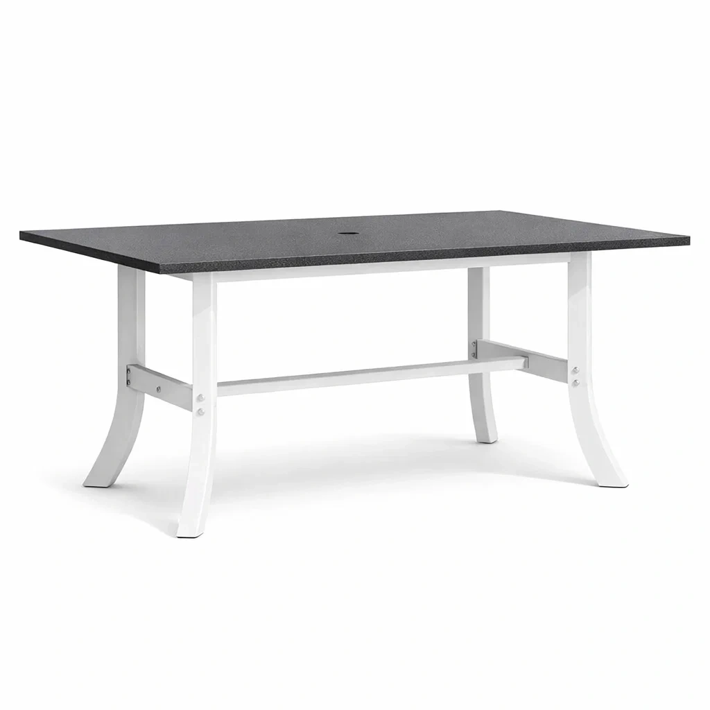 Tavolo da Esterno Rettangolare in Alluminio Grigio e Bianco 150x90x74 cm-COZYSERENITYHOME