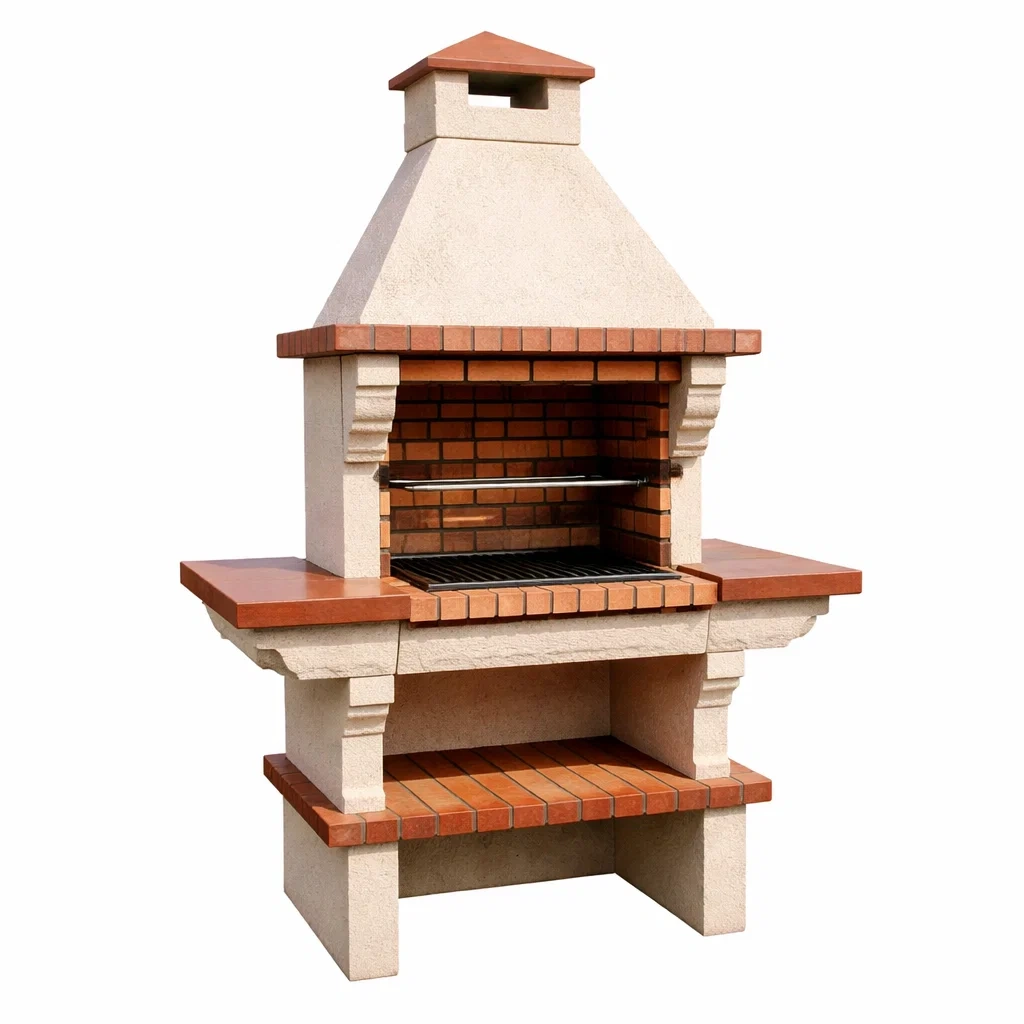 Barbecue in Cemento e Mattone con Griglia in Acciaio-COZYSERENITYHOME