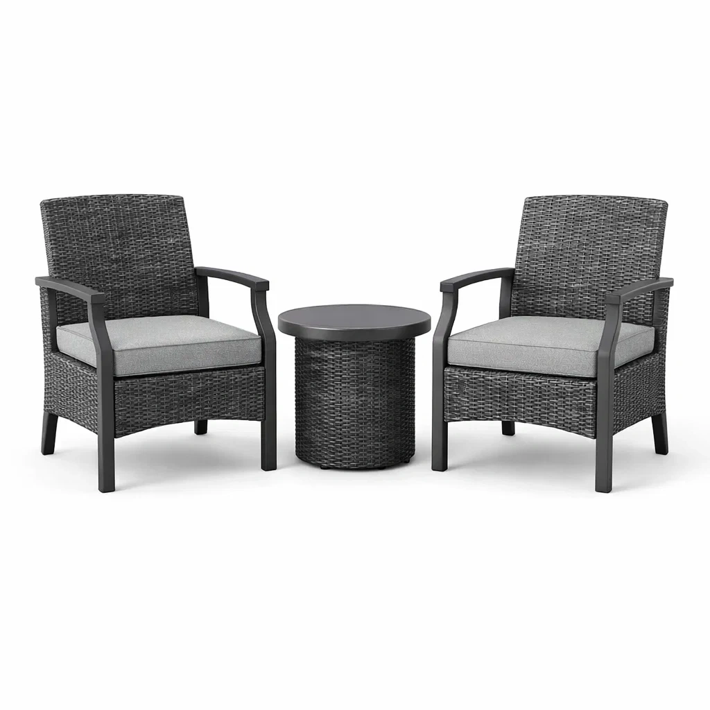 Set relax 3 Pezzi in Rattan Grigio-COZYSERENITYHOME