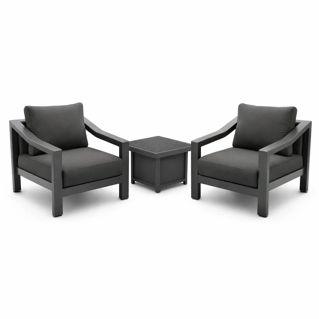 Set relax in Alluminio con Cuscini Grigi-COZYSERENITYHOME