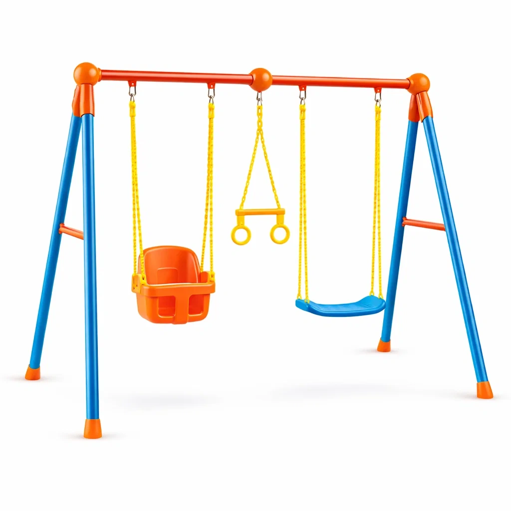 Set altalena in Metallo con Seggiolini e Barra delle Scimmie Arancione e Blu-LUXELIVINGVIBE