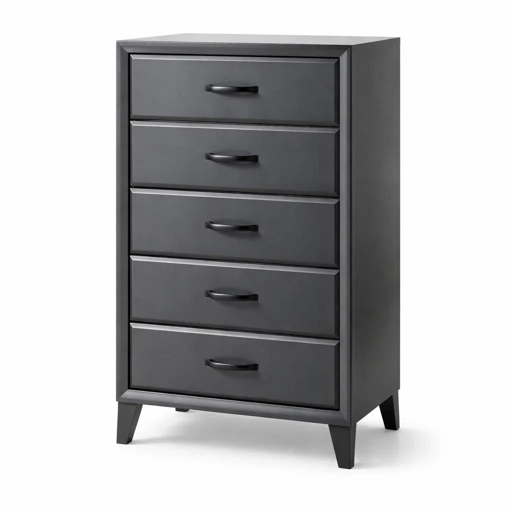 Cassettiera in MDF grigio con 5 cassetti 100x45x35 cm-PURENOOKVIBES