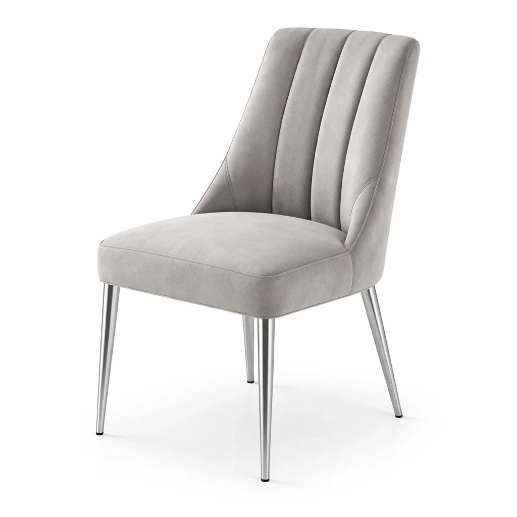 Sedia da pranzo in microfibra grigio con gambe in acciaio-PURENOOKVIBES