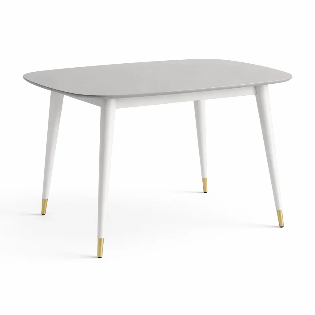 Tavolo da pranzo rettangolare in MDF bianco grigio 120x75x75 cm-PURENOOKVIBES