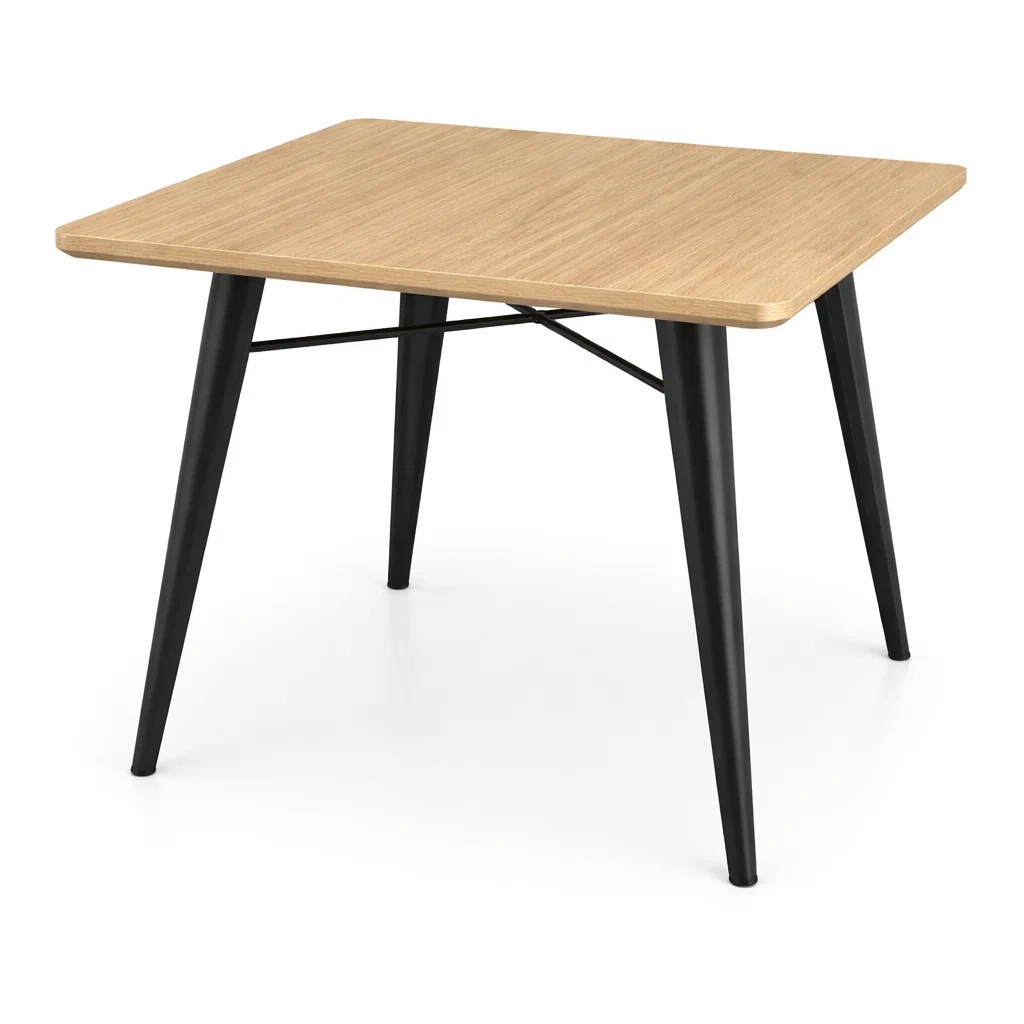 Tavolo da pranzo quadrato in legno e metallo nero 75x75x75 cm-PURENOOKVIBES