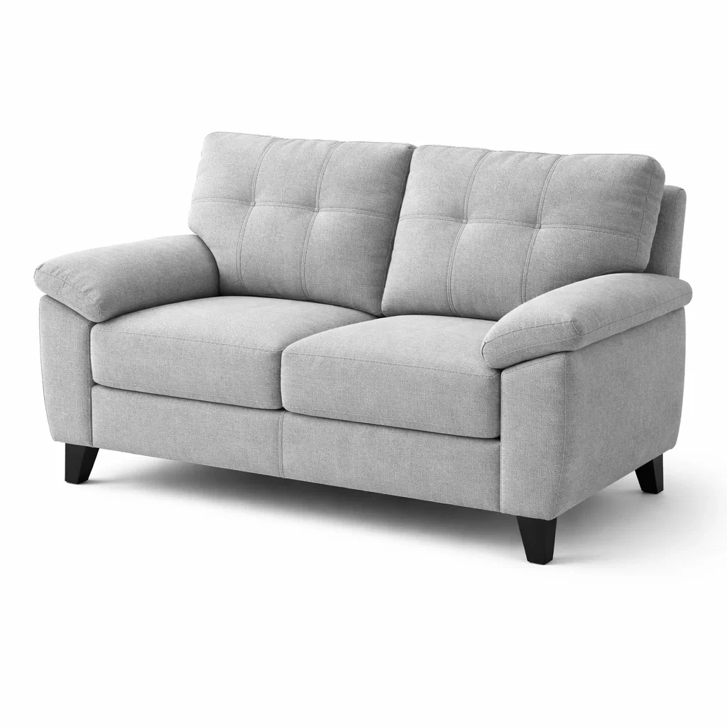 Divano a due posti in tessuto grigio 150x85x85 cm-PURENOOKVIBES