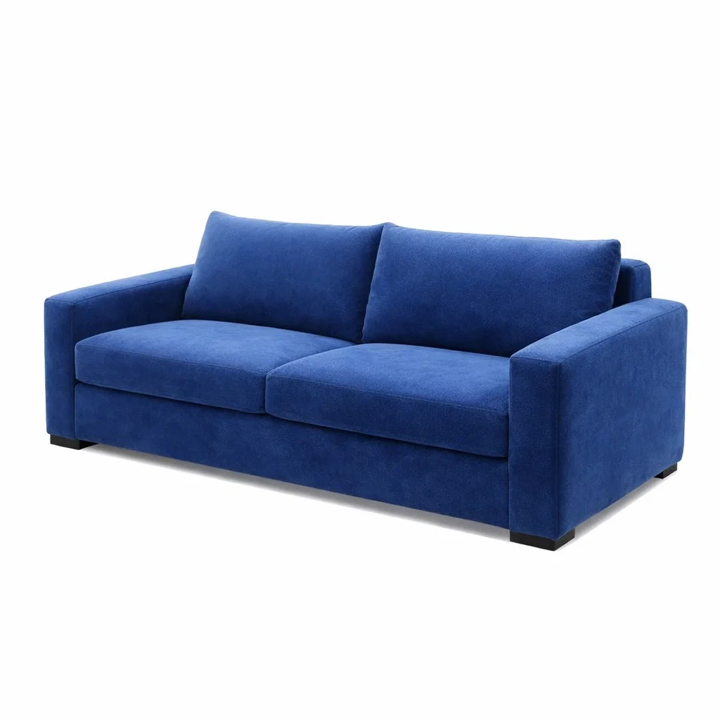 Divano a tre posti in tessuto microfibra blu-PURENOOKVIBES