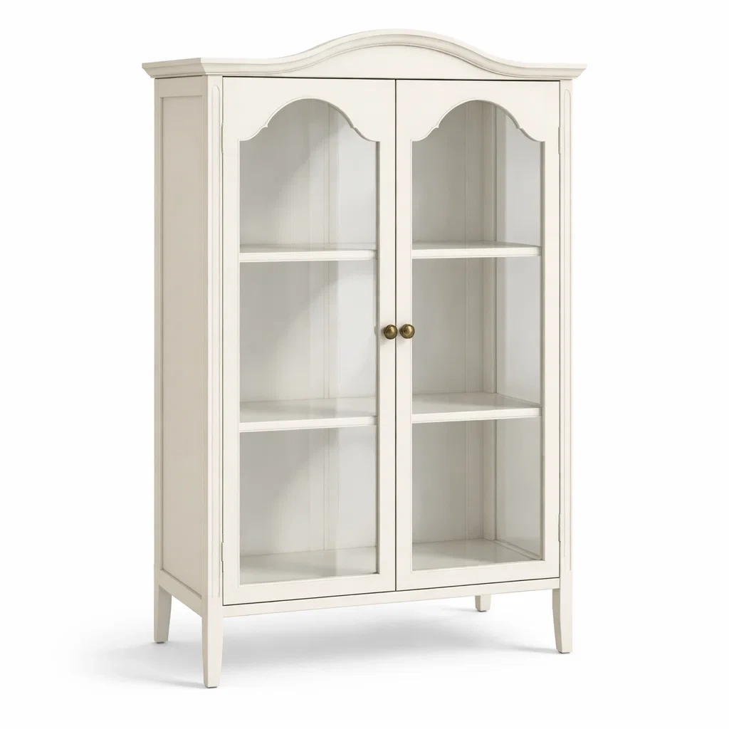 Vetrina in legno bianco con ante in vetro-PURENOOKVIBES