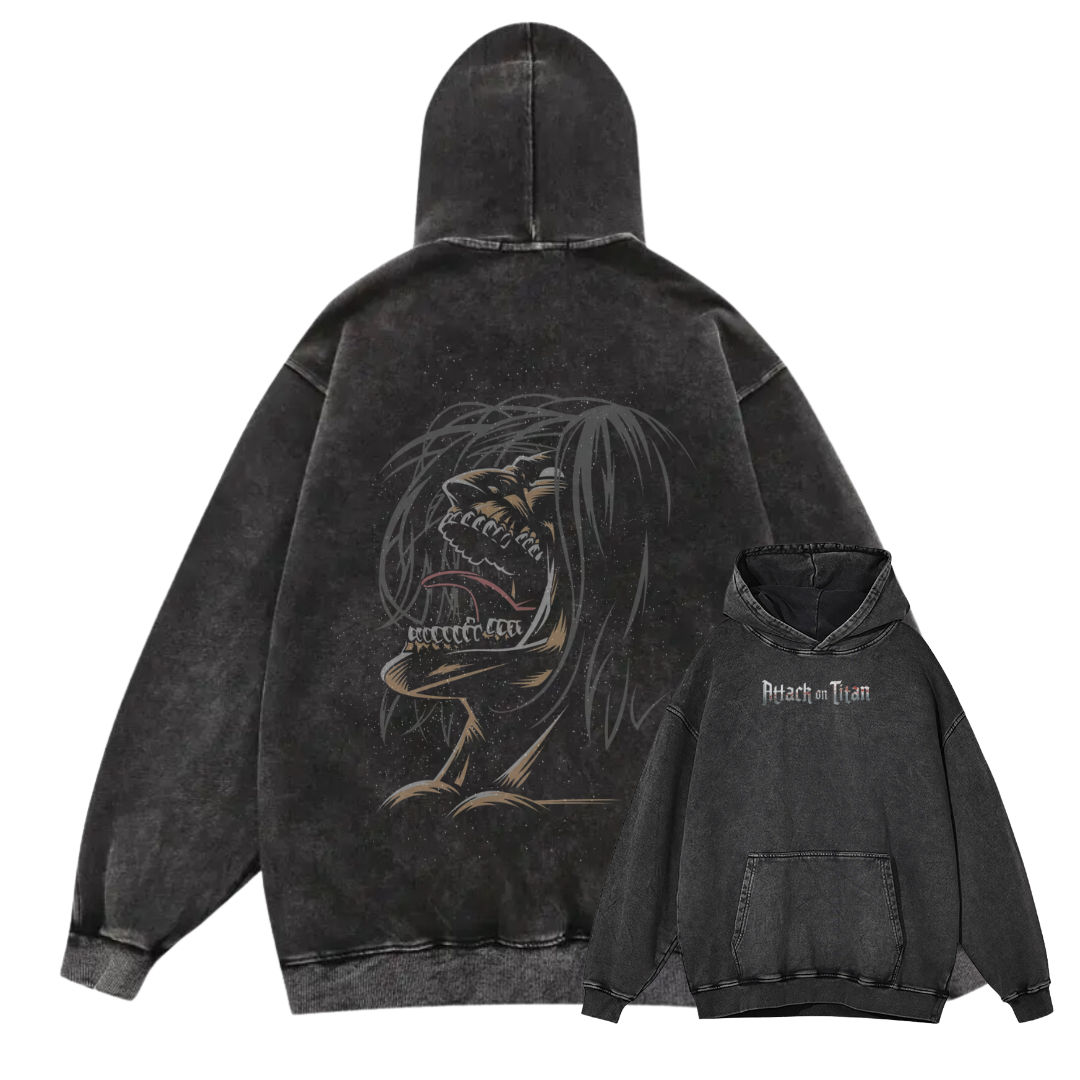 ATTACK ON TITAN VI ACID WASH HOODIE