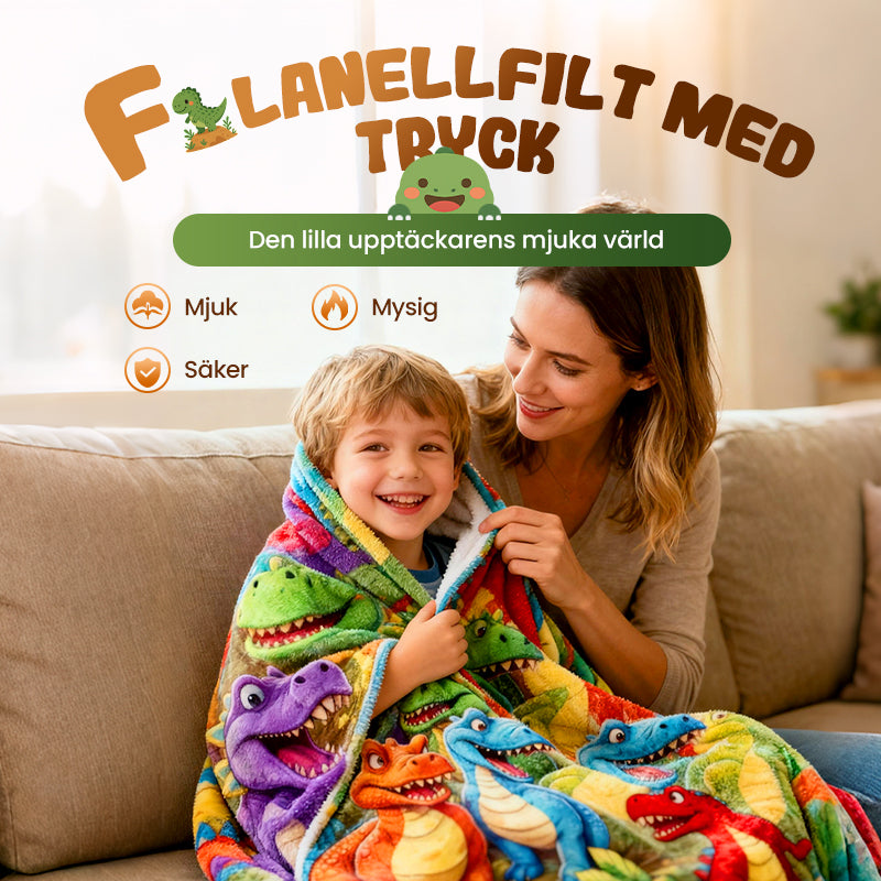 🦖🔥 50% RABATT! Dinosaurie Flanellpläd – Supersöt & Mjuk