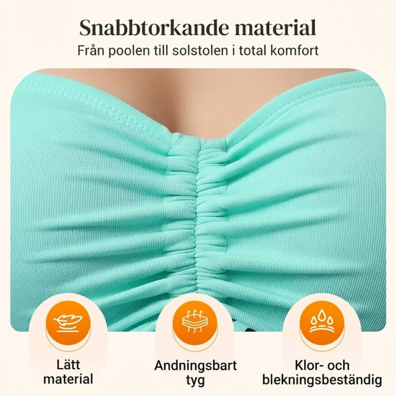 🔥👙Strap Top & åtsittande badshorts Separerbara badkläder