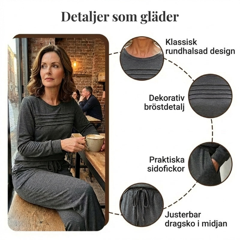 🔥SISTA DAGEN 50%RABATT✨Avslappnat set med topp och byxor med dragsko för dam