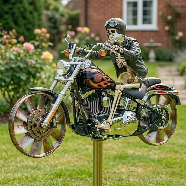 🏆Helt ny 2026✨Skull Motorcykel Väderkvarn