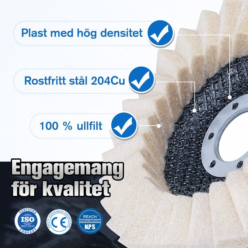 ✨KÖP 1 FÅ 1 GRATIS !🔥Polerskiva med Flik av Ullfilt – Enkel att Använda, Skonsam mot Ytor & Professionellt Resultat 🧼