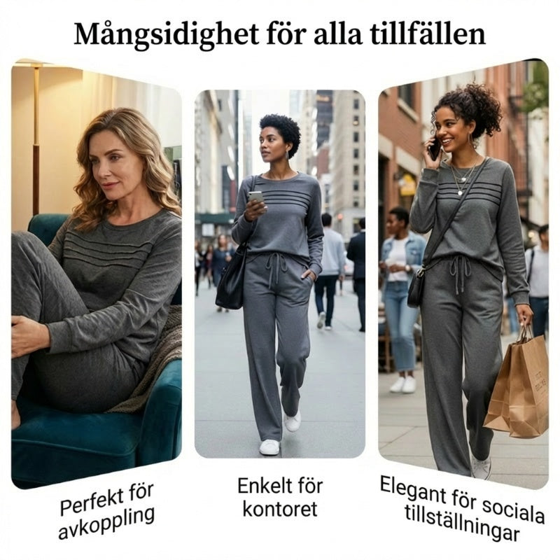 🔥SISTA DAGEN 50%RABATT✨Avslappnat set med topp och byxor med dragsko för dam