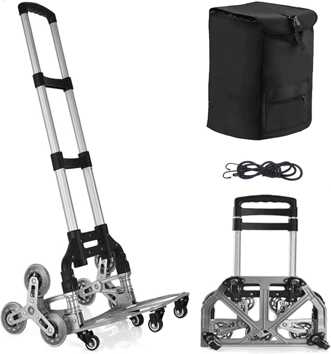 Stair Climbing Hand Truck Heavy-Duty Shopping Cart，Heavy-Duty Hand Truck Portable Folding Cart for Moving with Universal Wheels and with Removable Waterproof Canvas Bag.