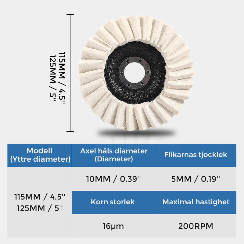 ✨KÖP 1 FÅ 1 GRATIS !🔥Polerskiva med Flik av Ullfilt – Enkel att Använda, Skonsam mot Ytor & Professionellt Resultat 🧼