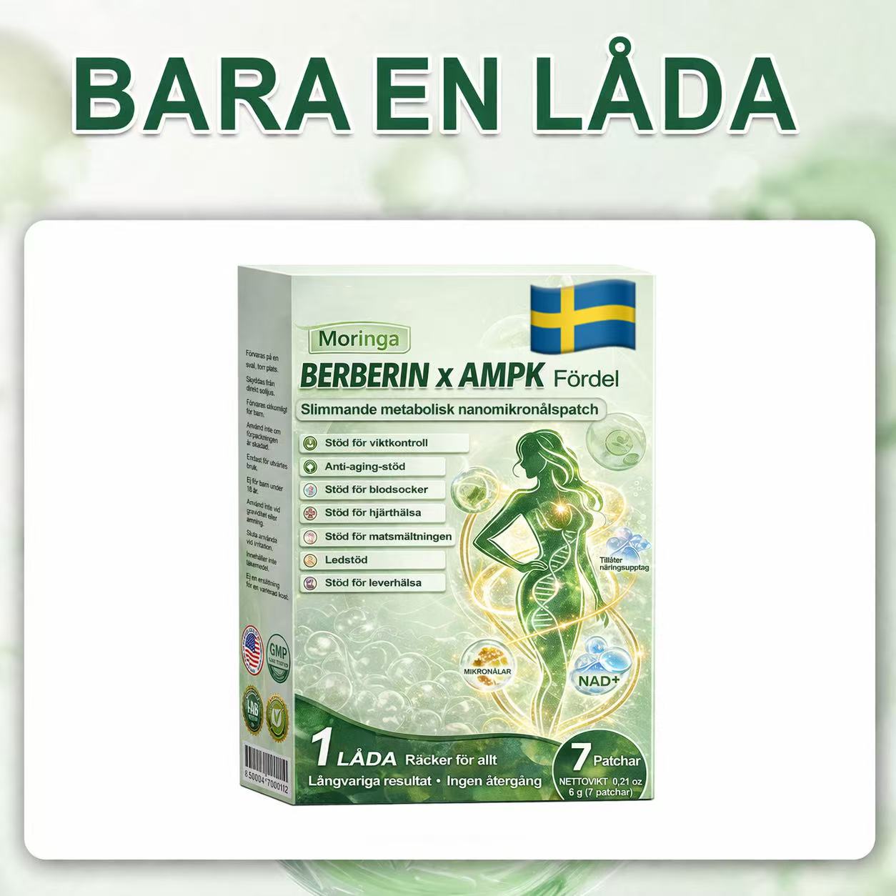 Moringa × Berberine × AMPK 8-Benefit Slimming & Metabolic Nano Microneedle Patch | Daily support for metabolism and heart health