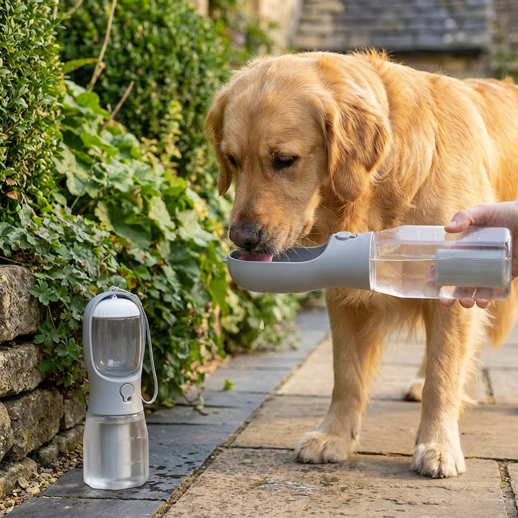 3-in-1 Dog Water Bottle – Travel Bottle with Food Container